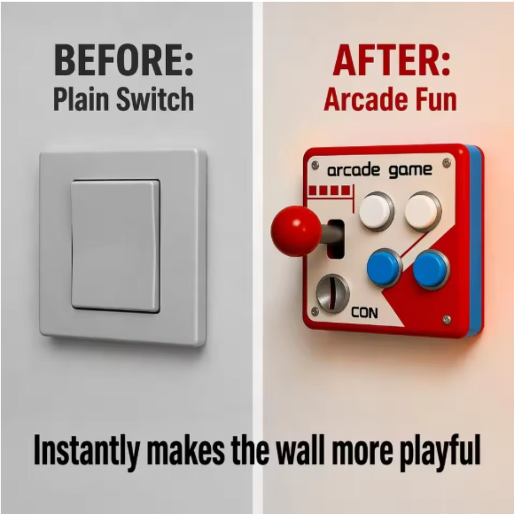 Game Retro Gaming - ฝาครอบจอยสติ๊กสไตล์เรโทร สำหรับติดผนัง ตกแต่งห้องเกม 3 มิติ ไม่ต้องเจาะ