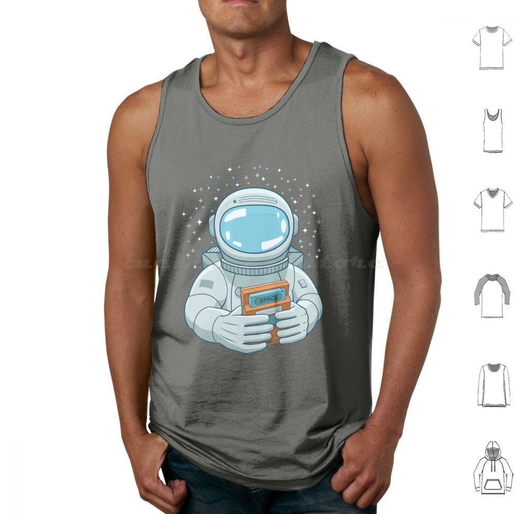 Retro Gaming Space - เสื้อกล้ามลายอวกาศสำหรับเล่นเกม พิมพ์ลายผ้าฝ้าย นักบินอวกาศ นักบินอวกาศ เกมเมอร์ เกมบอย