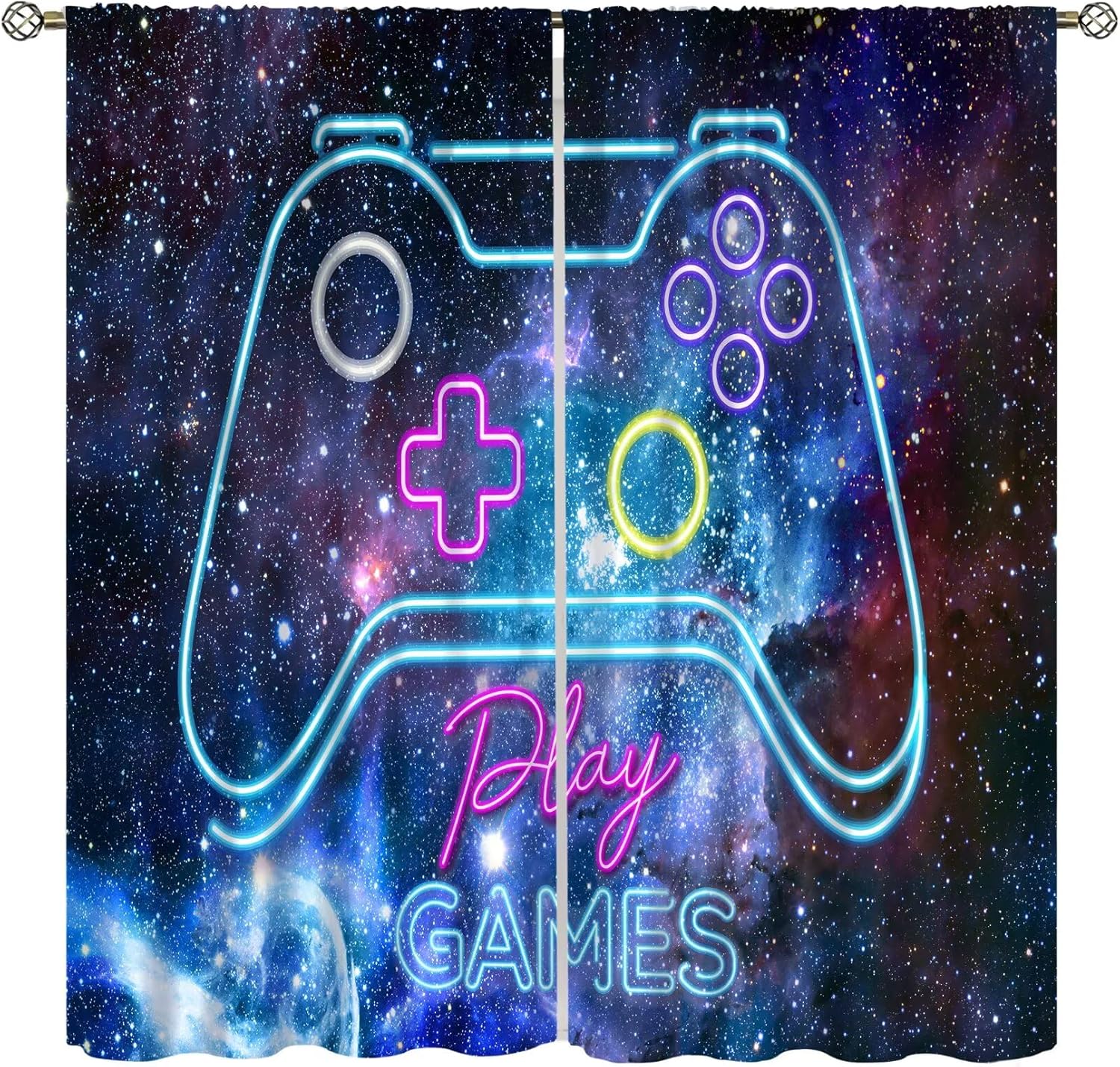 Retro Gaming Cafe - ผ้าม่านกันแสงลายเกมย้อนยุค สำหรับเด็ก วัยรุ่น ห้องนอน ห้องนั่งเล่น ห้องเกม