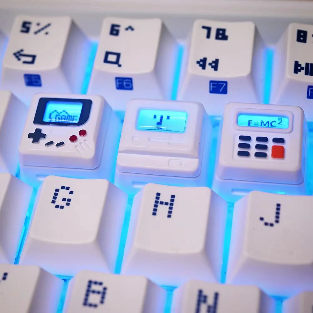 Retro Gaming Machine - ชุดคีย์แคป K-04 3-in-1 ดีไซน์ย้อนยุค โปร่งใส สำหรับคอมพิวเตอร์ในบ้าน