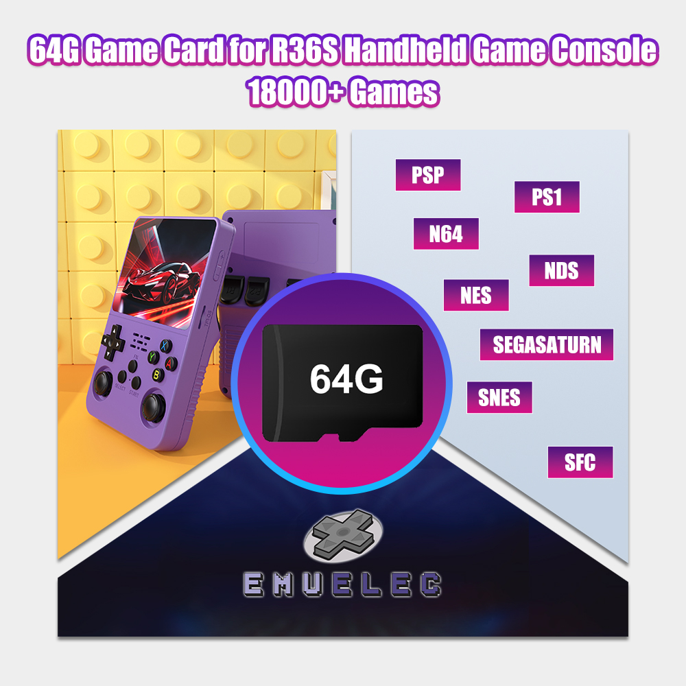 Retro Gaming Console Handheld - 64G เกม TF Card สําหรับ R36S