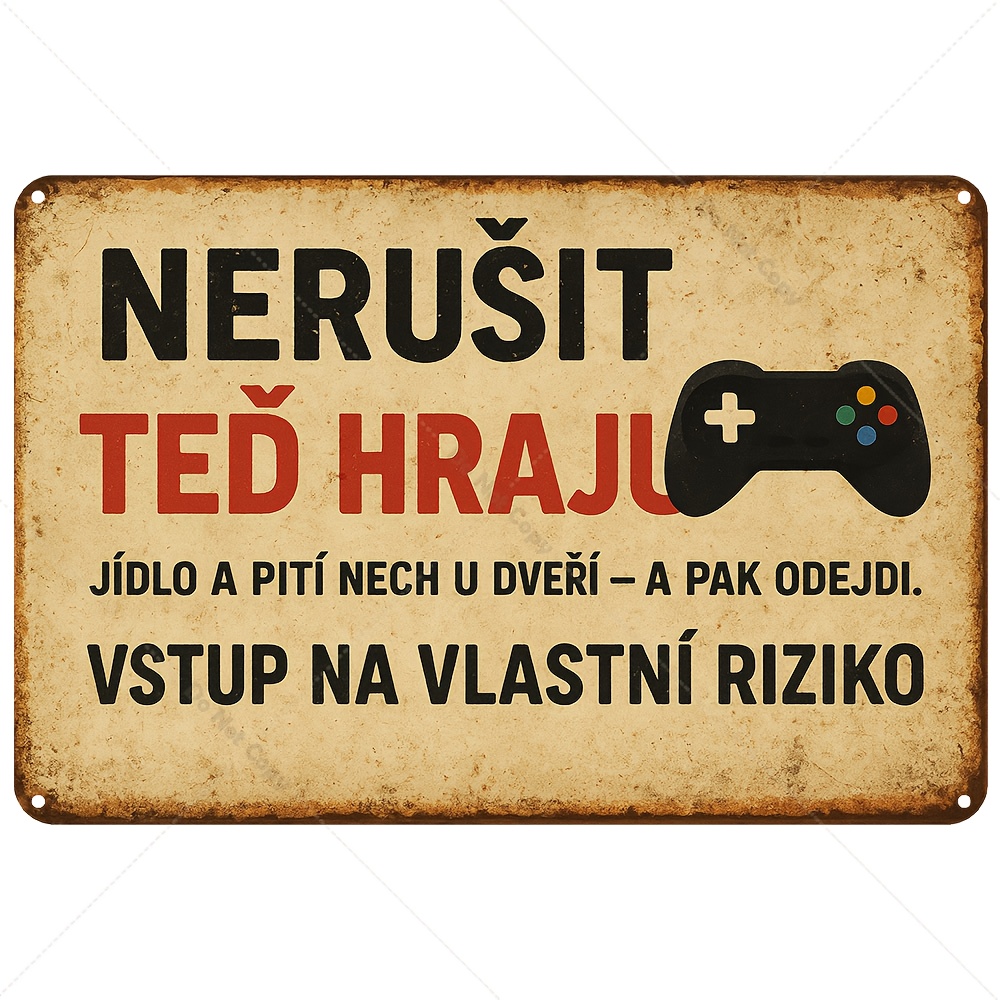 Retro Gaming Cafe - ป้ายเหล็กสไตล์เรโทรเช็ก/สโลวาค 