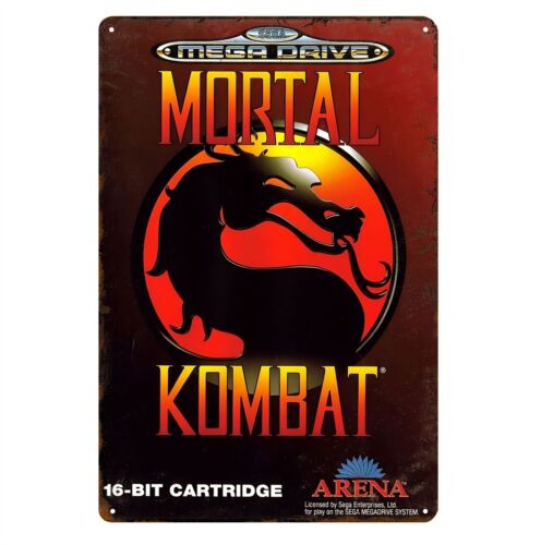 Retro Gaming Videos - โปสเตอร์โลหะเกมวิดีโอเรโทร Mortal Kombat Sega Mega Drive