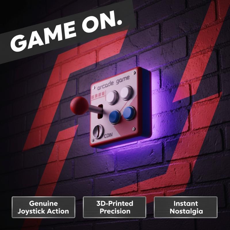 Gaming Retro Arcade - แผ่นสวิตช์ปุ่มเกมอาร์เคดสไตล์เรโทร ของตกแต่งผนัง DIY สุดสร้างสรรค์ สำหรับห้องเล่นเกมที่บ้าน ของขวัญสำหรับเกมเมอร์