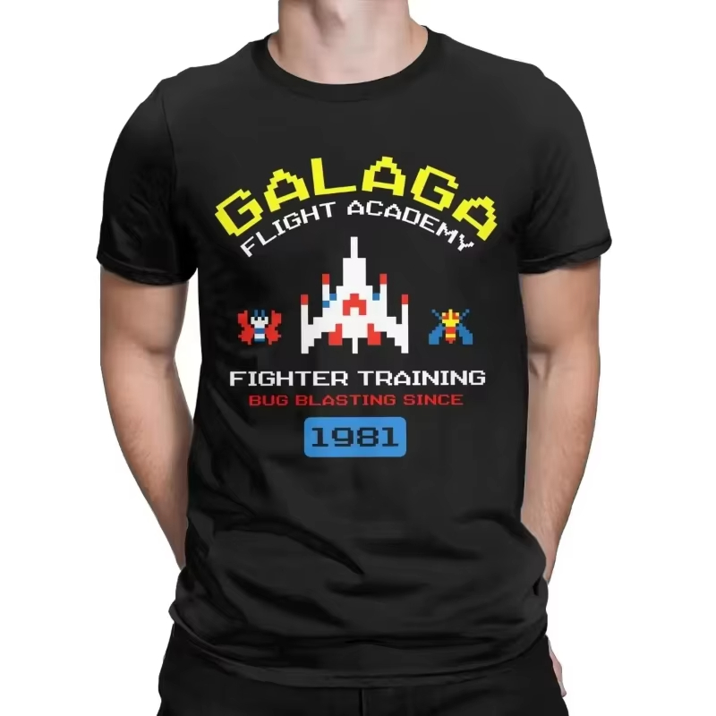 Gaming Retro Arcade - เสื้อยืดลายเกม Galaga สไตล์เรโทร ยุค 80s แนวอินเวเดอร์