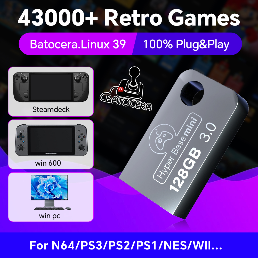 Retro Gaming Space - Batocera แฟลชไดร์ฟ USB 128G สำหรับ Windows